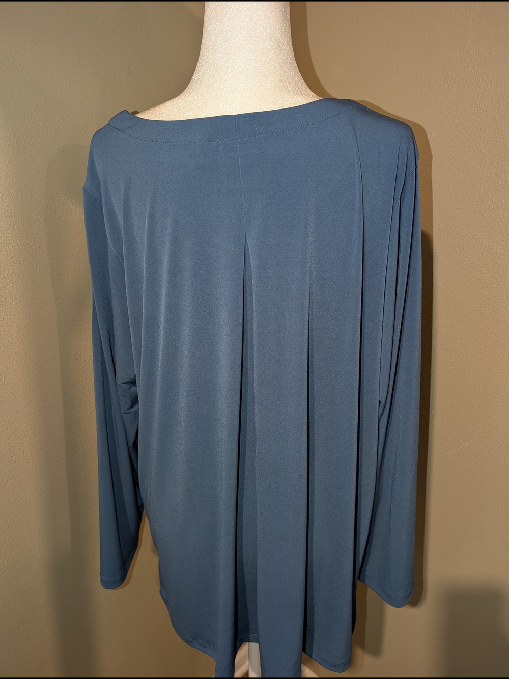 Susan Graver Relaxed V-Neck Long Sleeve Top - Slate Blue - Picture 6 of 6